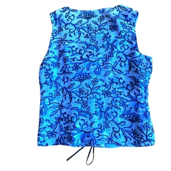Spenser Jeremy Silk Sleeveless Lace-Up Tank Top, Blue Floral, M, NWT - Picture 8 of 8